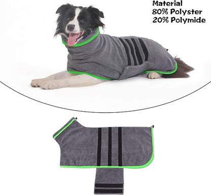 Microfibre Dog Bathrobe Dog Towel Wrap Super Absorbent Dog Drying Coat Bath Robe for Puppy, Medium & Large Dogs, Fast Drying, Adjustable, for Pet Dogs & Cats