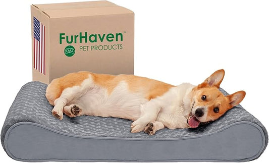 Furhaven Memory Foam Dog Bed for Large/Medium Dogs w/ Removable Washable Cover 38 lbs