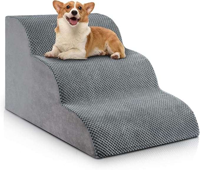 Chic Threads Dog Stairs for Small Dogs 3-Step Dog