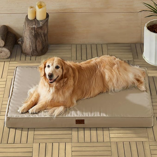 BFPETHOME Outdoor Dog Beds for Large Dogs (47 x 29in, Beige)