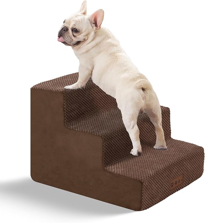 Brown Dog Stairs for Small Dogs 14" H, 3-Tiers