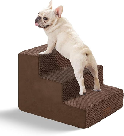 Brown Dog Stairs for Small Dogs 14" H, 3-Tiers