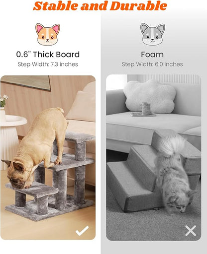 Pawque Dog Stairs for Small Dogs Old Cats 3 Combination 3 Steps-Grey