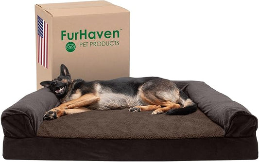 Furhaven Cooling Gel Dog Bed for Large Dogs w/ Removable Bolsters & Washable Cover 125 lbs