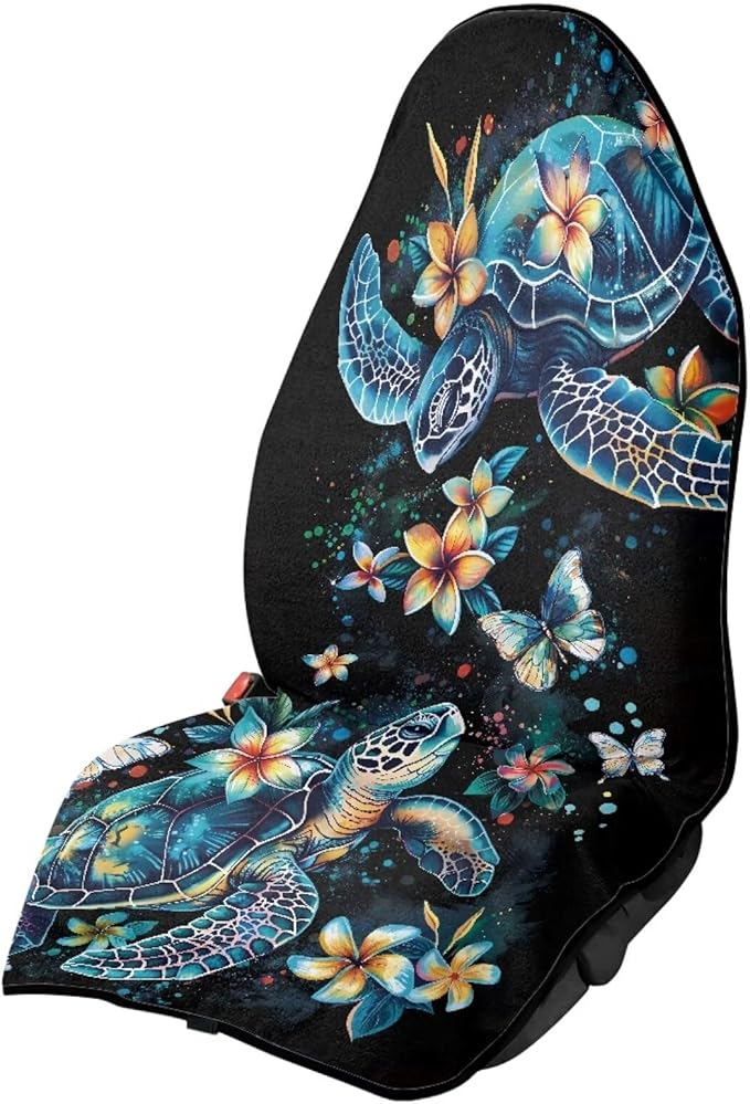 Turtle Sweatproof Towel Car Front Seat Cover Non-Slip Bucket Seat Protector Easy to Install for Athletes