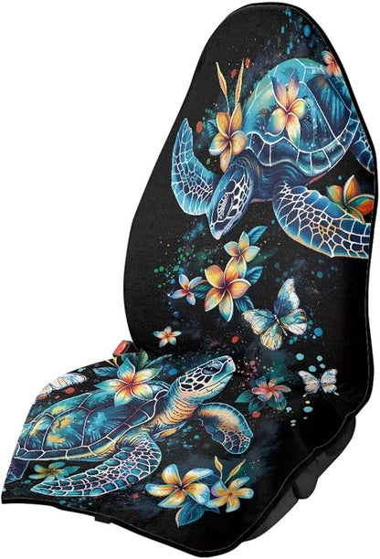 Turtle Sweatproof Towel Car Front Seat Cover Non-Slip Bucket Seat Protector Easy to Install for Athletes