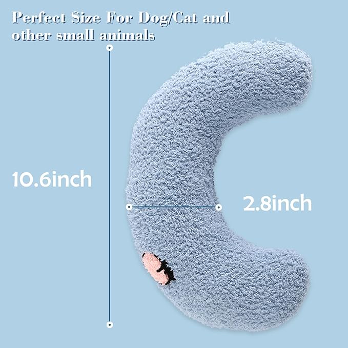 Dog Pillow Bed, Cat Calming Pillow, Dog Neck Pillow for Joint Relief Sleeping, Ultra Soft Half Donut Cuddler, Pillow Pet for Upper Spine Support, Doggy/Kitten Pillow Training Toy, Blue