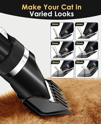 oneisall Cat Clippers for Matted Hair, Quiet Cat Shaver for Long Hair, Cordless Cat Hair Trimmer for Grooming, 2 Speed Pet Shaver Cat Grooming Kit for Cats Small Dogs Animals (Black)