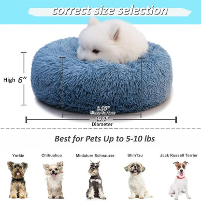 Comfy Calming Dogs Bed for Deep Sleep Small Dogs，19" Round 15 lbs