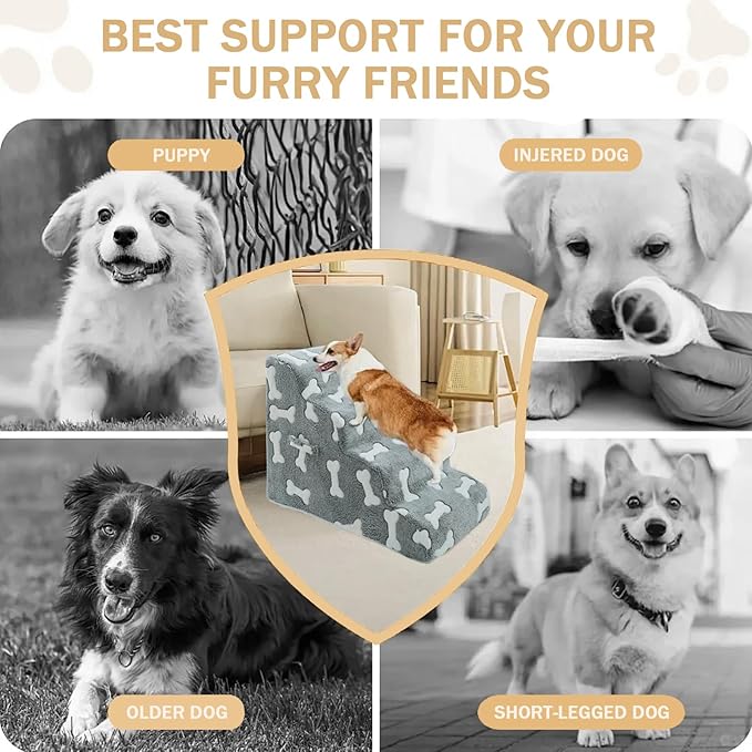 Dog Stairs for Small Dogs 2/3/4-Step Dog 4 - 1)