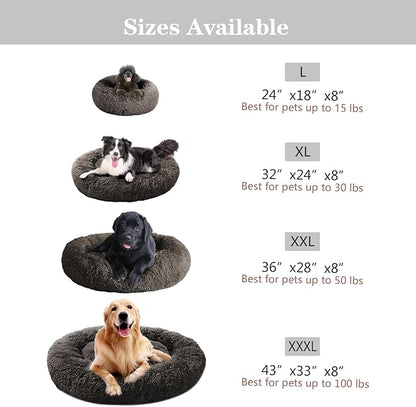 MFOX Calming Dog Bed (L/XL/XXL/XXXL) for Medium and 25/35/55/100lbs