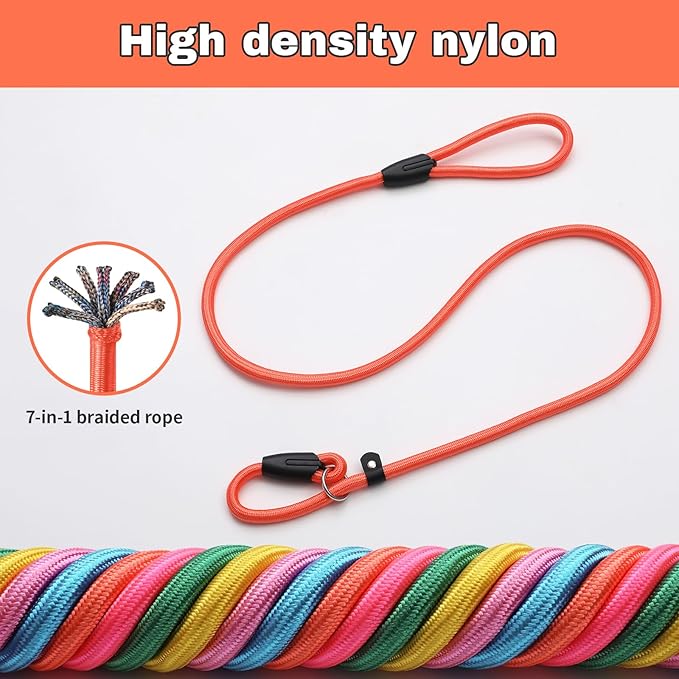 6pcs Slip Lead Dog Leash for Dogs no Pull 5FTStrong Rope Dogs(6 Colors)