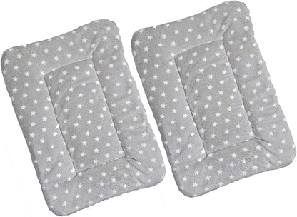 2 Pcs Pet Bed Mats. Ultra Soft Pet (Dog/Cat) Bed with Cute Prints. Reversible Faux Lambswool Kennel Pad for Medium Small Dogs and Cats. Machine Washable Pet Bed.