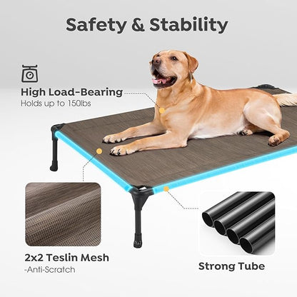 Veehoo 2 Pack Raised Dog Bed 42" x 30", Brown, CWC1803-L