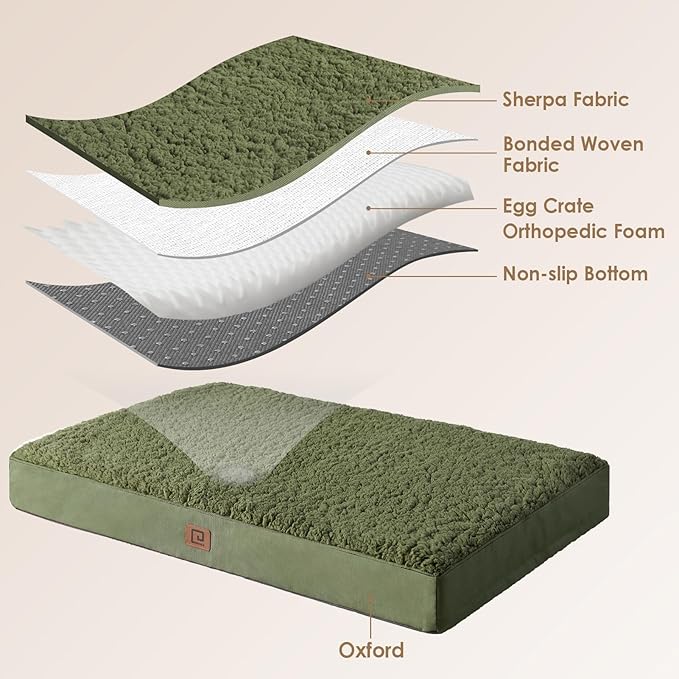 EHEYCIGA Orthopedic Foam Dog Bed 30"L x 20"W x 3.5"Th, Dark