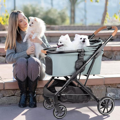 T6 Luxury Pet Stroller for Medium Dog Under 66lbs or 2 Small Dogs & Cats