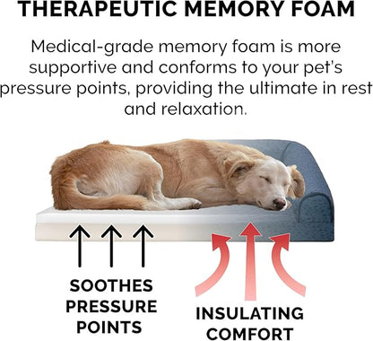 Furhaven Memory Foam Dog Bed for Large Dogs w/ Removable Bolsters & Washable Cover 95 lbs