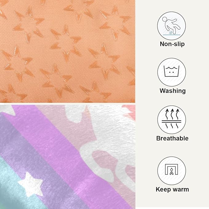 Rainbow Unicorn Pet Bed Pad Soft Dog Bed Mat with Anti-Slip Bottom 24 * 18inches