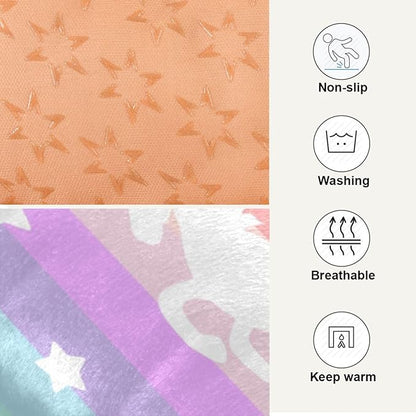 Rainbow Unicorn Pet Bed Pad Soft Dog Bed Mat with Anti-Slip Bottom 24 * 18inches