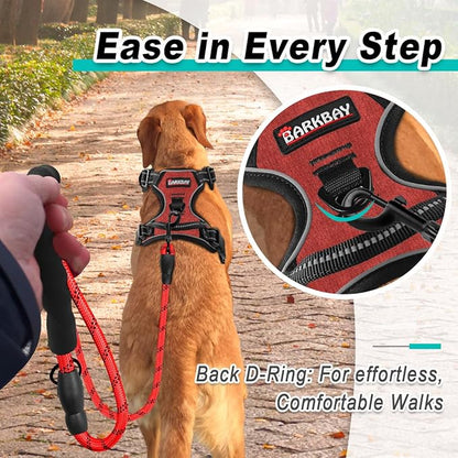 BARKBAY Dog Harness No Pull for Small Dogs - Adjustable, Reflective, Comfortable, No Choke, Heavy-Duty - Perfect for Outdoor Training, Walking, and Hiking - Strong & Durable - S & Roi Red