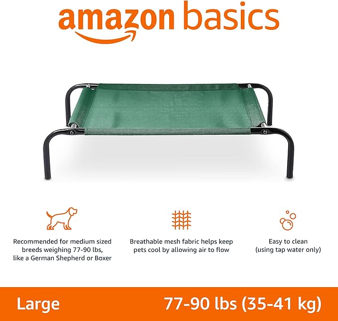 Amazon Basics Cooling Elevated Dog Bed with Metal Frame 130 x 80 x 19 cm