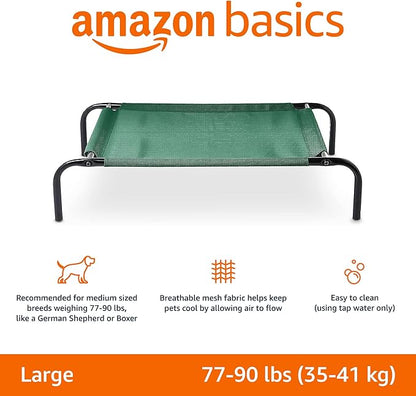 Amazon Basics Cooling Elevated Dog Bed with Metal Frame 130 x 80 x 19 cm
