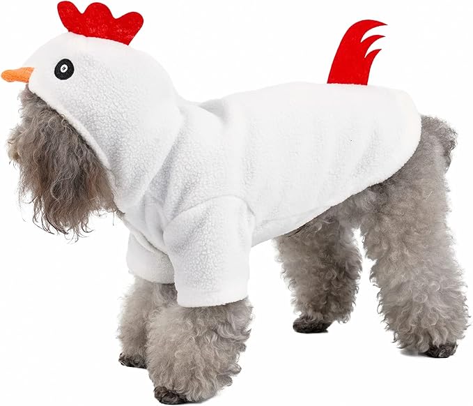 Dog Chicken Costume, Pet Halloween Christmas Cosplay Dress Up Costumes, Pet Hoodie Outfits Coat Clothes for Small Medium Large Puppy Cat Dogs (Chicken/L)