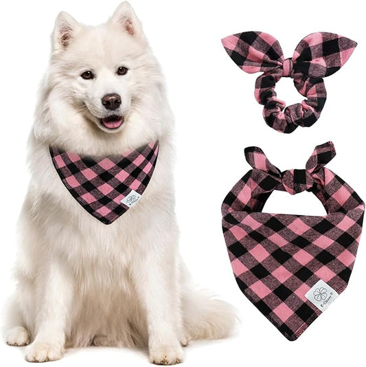 E-Clover Dog Bandanas & Matching Scrunchie Girl Dog
