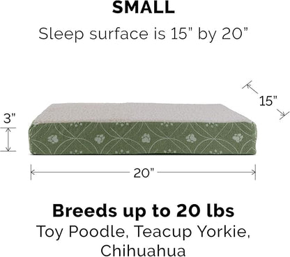 Furhaven Replacement Dog Bed Cover Sherpa & Flannel Paw Print Mattress, Machine Washable - Jade Green, Small