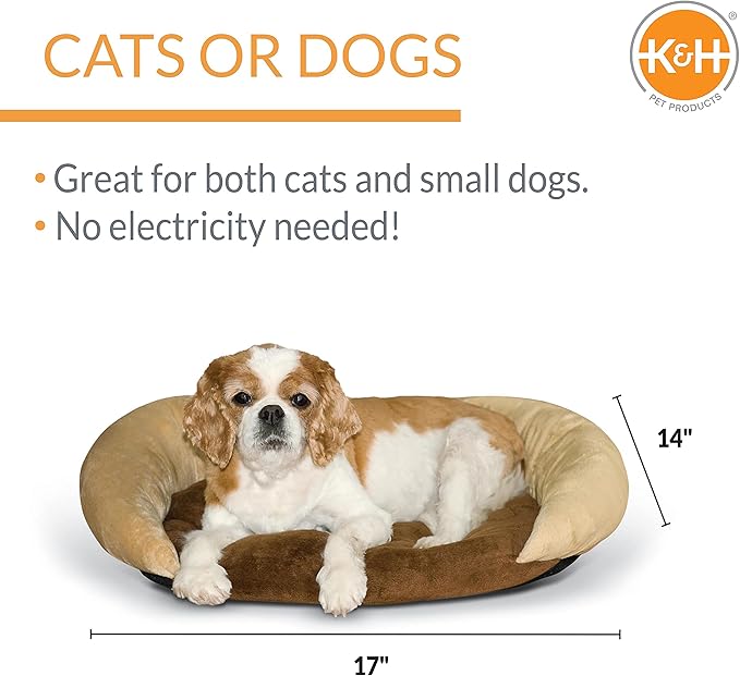 K&H Pet Products Self-Warming Bolster Bed Pet Bed 14" x 17"