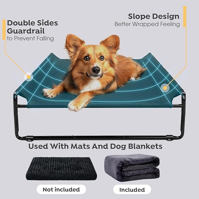 Veehoo Medium Elevated Dog Bed with Flannel Dog Blanket CWC2201B