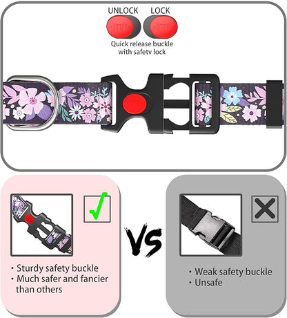 Cute Floral Dog Collar for Small Medium Large Dogs