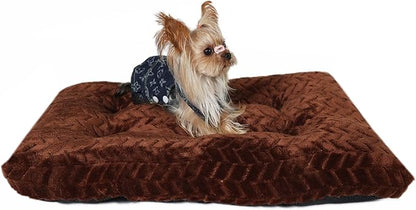 24 Inch Dog Bed Dog Bed for Crate Washable Dog Mats for Sleeping,Up to 25 lbs Soft and Fluffy Small Dog Bed for Crate Tire Printing Dark Brown S