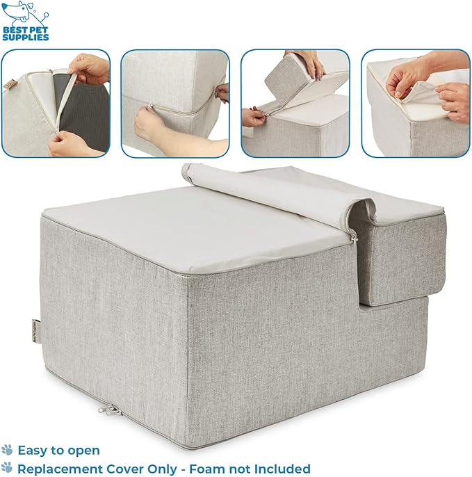 Best Pet Supplies Foldable Pet Stairs Cover for Foam Dog Ramps 3-Step