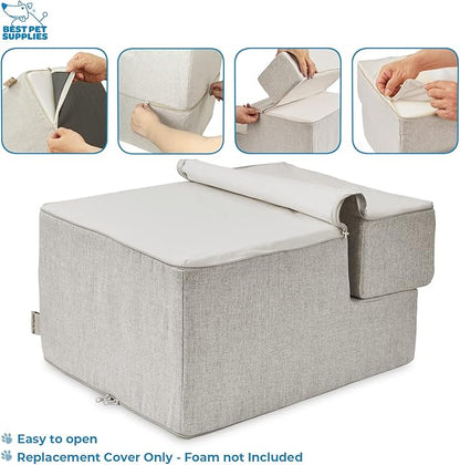 Best Pet Supplies Foldable Pet Stairs Cover for Foam Dog Ramps 3-Step