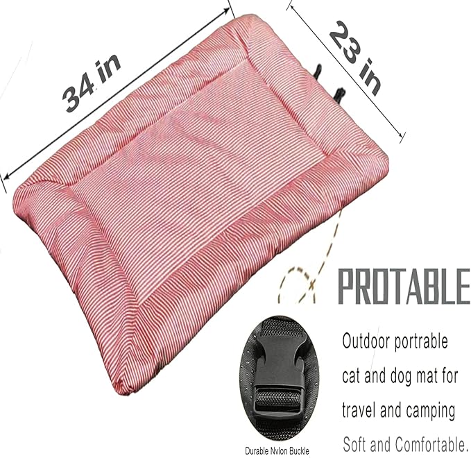 YOFANG Chew Proof Dog Bed-Outdoor Travel Camping Dog Bed,Waterproof Ripstop Nylon Fabric and Machine Washable,Indestructible and Easy to Clean Pet Bed Mat for Car,Sofa,Cage,34"x23"