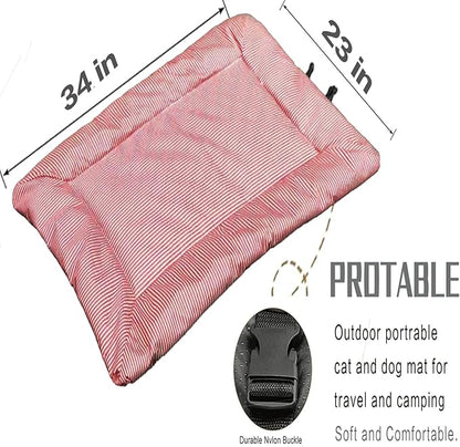 YOFANG Chew Proof Dog Bed-Outdoor Travel Camping Dog Bed,Waterproof Ripstop Nylon Fabric and Machine Washable,Indestructible and Easy to Clean Pet Bed Mat for Car,Sofa,Cage,34"x23"