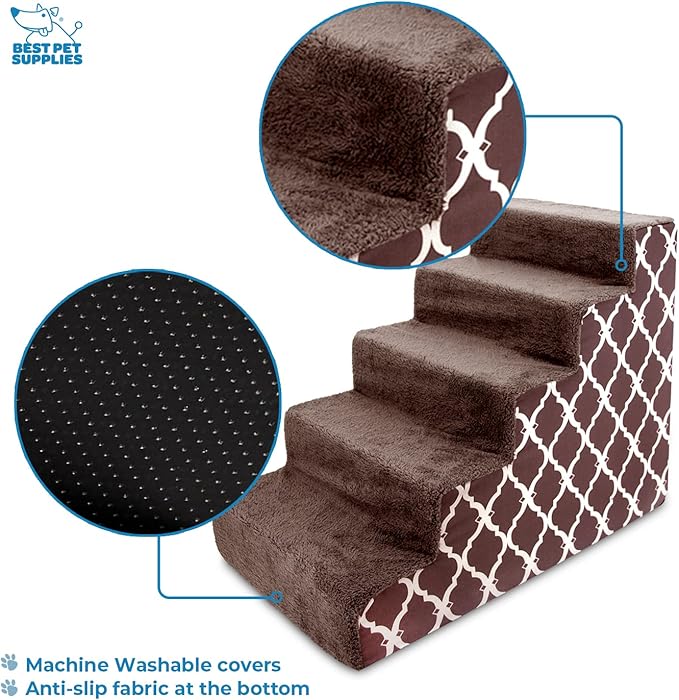 Best Pet Supplies Foam Pet Steps Cover for Small Dogs and Cats 5-Step (Cover