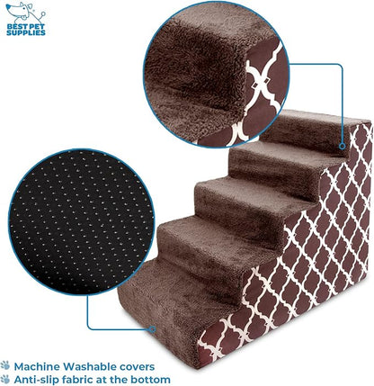 Best Pet Supplies Foam Pet Steps Cover for Small Dogs and Cats 5-Step (Cover