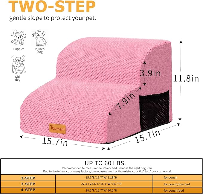 Topmart High Density Foam Pet Steps 2 Tiers 11.8" High,Non-Slip