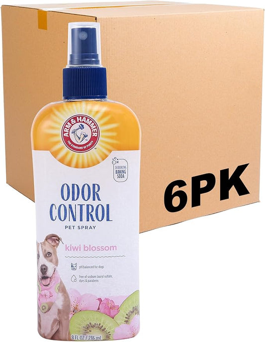 Arm & Hammer Super Deodorizing Spray for Dogs | Best Odor Eliminating Spray for All Dogs & Puppies, Arm & Hammer Baking Soda Enhanced Dog Spray Kiwi Blossom Scent, 8 Oz Dog Spray (6 Pack)