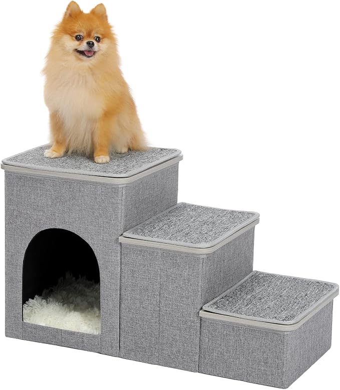 PETEPELA Cat Dog Stairs for Bed 120 lbs] 3-Step to