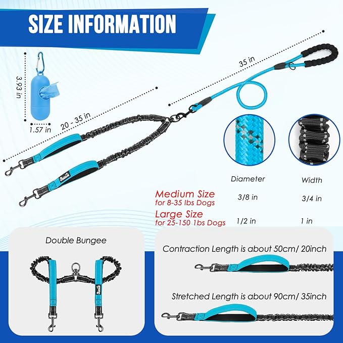 Lukovee Double Dog Leash 360° Swivel