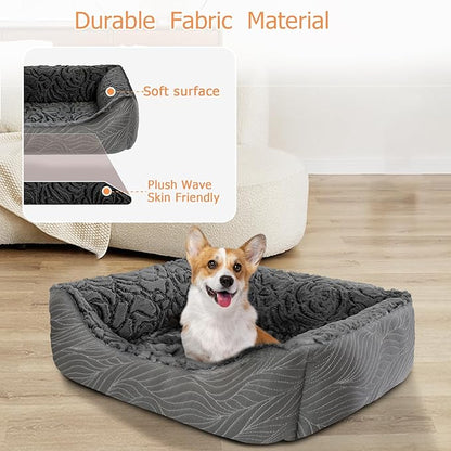 2 in 1 Dog Bed Washable Pet Cooling Beds for Large Medium Small Dogs Cats Orthopedic Reversible Washable Sofa Rectangle Durable Puppy Cuddler Soft Calming Sleeping Bed