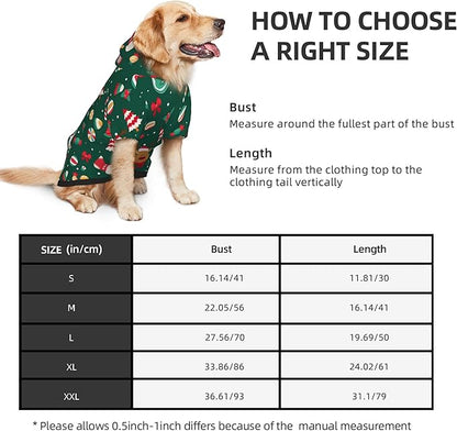 Christmas Dog Costume, Christmas Deer Tree Print Hoodie Winter Christmas Cosplay Clothes Sweaters Outfits Pullover Pets' Sweatshirt Hoodies with Pocket for Medium Large Dogs-XXL