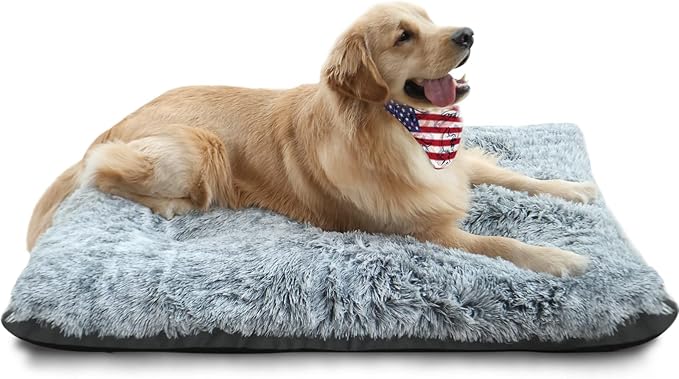KISYYO Deluxe Dog Bed Medium Size Dog Fixable Dog Crate Pad Fluffy Washable Dog Mat 30 x 19 x 3 Inches,