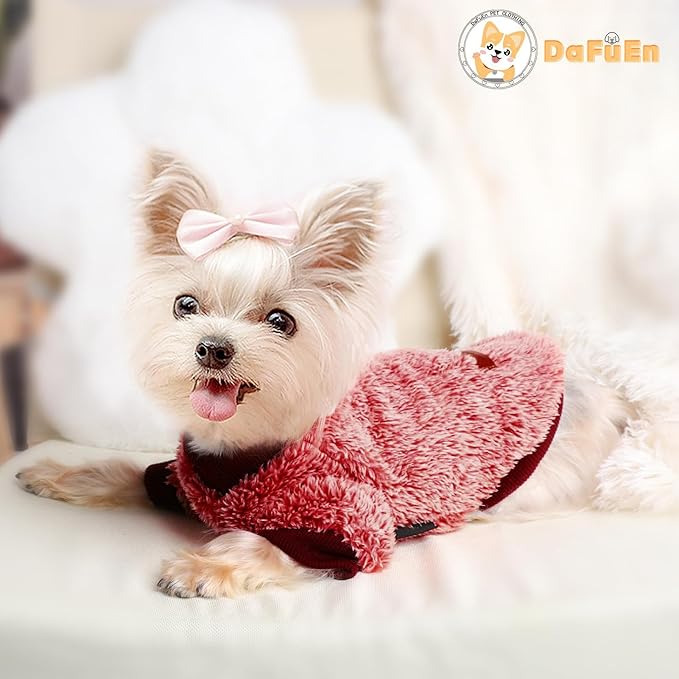 Dog Sweaters for Small Dogs Girl Boy Winter Puppy Sweater Clothes Fleece Warm Pet Outfit for Chihuahua Yorkie Teacup Cute Plain Cold Weather Dog Coat Cat Apparel Clothing (Small