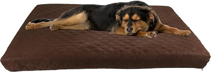 Waterproof Dog Bed - 2-Layer Memory Foam Pet Pad with Removable Machine Wash Cover - 44x35 Crate Mat for Dogs and Puppies by PETMAKER (Brown)