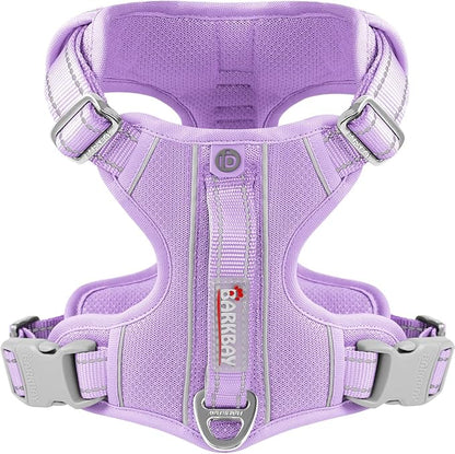 BARKBAY Dog Harness No Pull with ID Tag Pocket - Heavy Duty, Reflective, Easy Control for Large Dogs (Violet Purple,S)