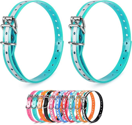 Replacement Collar Strap 3/4',Reflective,Adjustable,Metal Buckled,Waterproof Pack2)